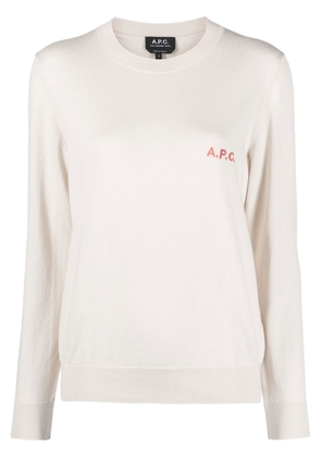 A.P.C. logo-embroidered jumper - Neutrals