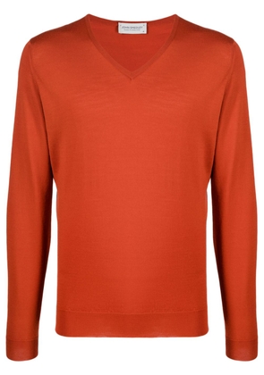 John Smedley fine-knit V-neck jumper - Orange