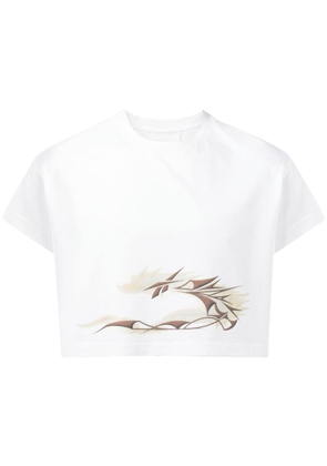 Reebok LTD dragon-print cotton cropped T-shirt - White