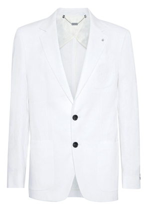 Billionaire logo-embroidered linen blazer - White