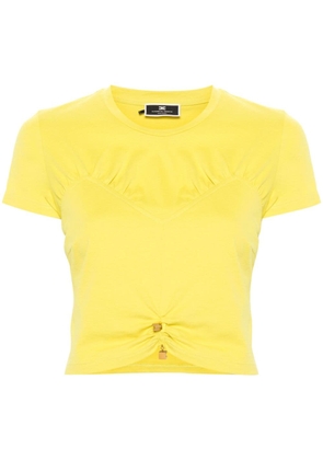 Elisabetta Franchi gathered cropped T-shirt - Yellow