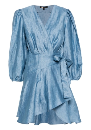 Maje linen-blend wrap dress - Blue