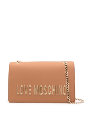 Love Moschino logo-plaque leather shoulder bag - Neutrals