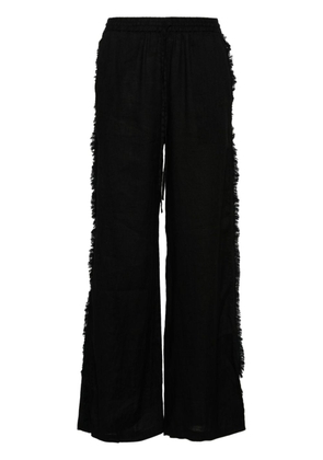 P.A.R.O.S.H. fringed linen straight-leg trousers - Black