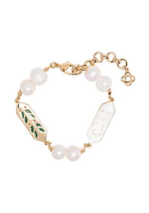Casablanca logo-plaque pearl-embellished bracelet - Gold