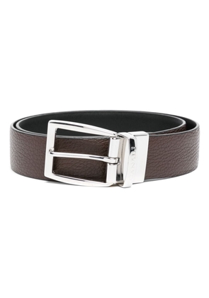 Canali logo-engraved buckle leather belt - Brown