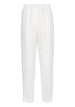 Peserico beaded-trim linen trousers - White