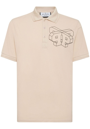 Philipp Plein logo-print cotton polo shirt - Neutrals