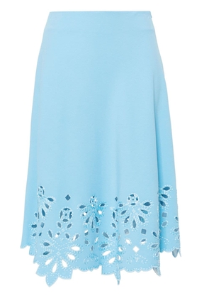 Ermanno Scervino lace-embroidered A-line midi skirt - Blue