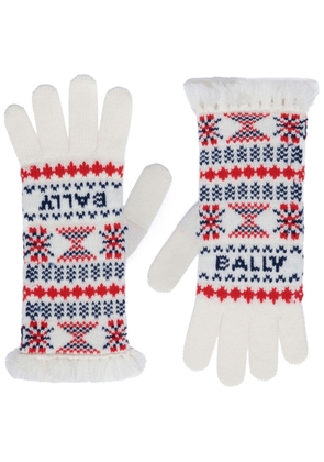 Bally intarsia-knit merino gloves - White