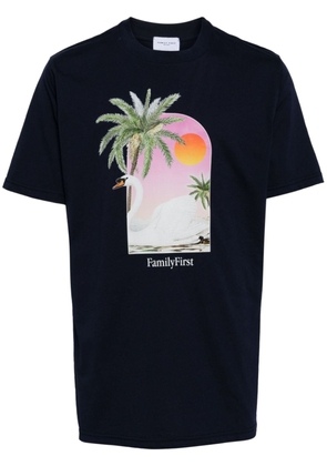 Family First Swan-print cotton T-shirt - Blue