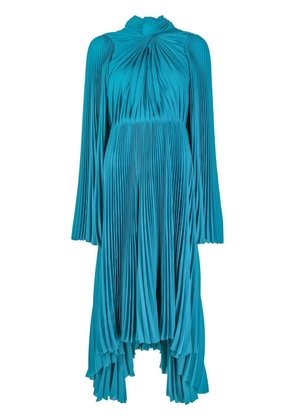 Balenciaga twist-neck pleated midi dress - Blue