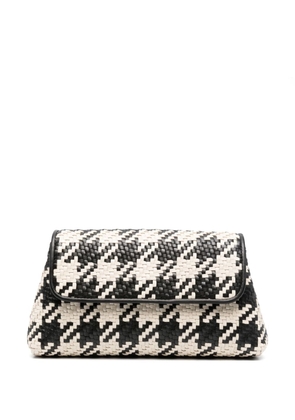 Aspinal Of London houndstooth-weave leather clutch bag - Black