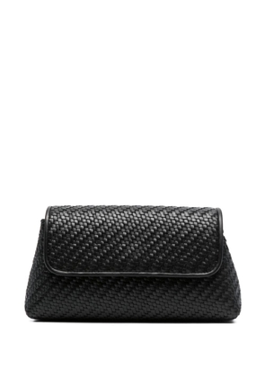 Aspinal Of London diagonal-weave leather clutch bag - Black