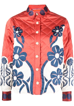 La DoubleJ Edie floral-print quilted jacket - Red