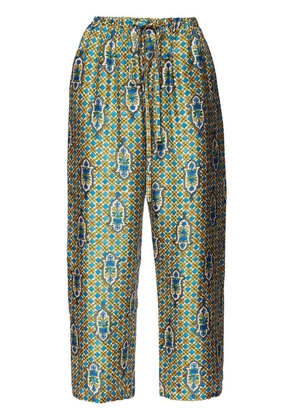 La DoubleJ geometric-pattern palazzo trousers - Blue