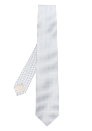 D4.0 floral-print silk tie - White