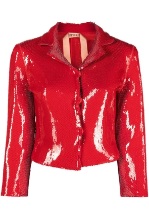 Nº21 sequin-embellished cropped jacket - Red