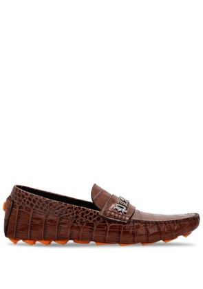 Philipp Plein crocodile-embossed leather driving shoes - Brown