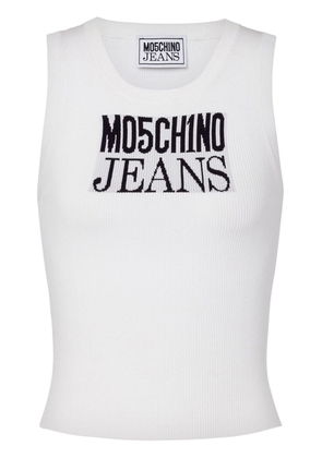 MOSCHINO JEANS logo-print ribbed tank top - White