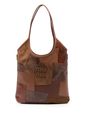Miu Miu patchwork-design leather shoulder bag - Brown