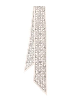 Tory Burch basketweave silk twilly scarf - Neutrals