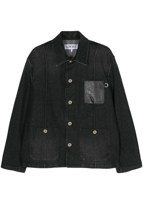 LOEWE leather-pocket denim jacket - Black