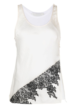 3.1 Phillip Lim deconstructed lace-panel sleeveless top - White