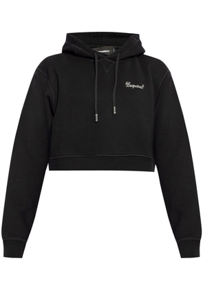 Dsquared2 rhinestone-logo cropped hoodie - Black