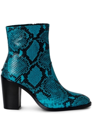 Zadig&Voltaire Preiser 85mm snakeskin-effect ankle boots - Blue