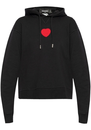 Dsquared2 heart-patch cotton hoodie - Black