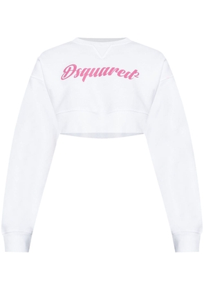 Dsquared2 logo-print cropped sweatshirt - White