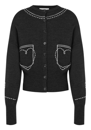 MOSCHINO JEANS embroidered wool cardigan - Grey