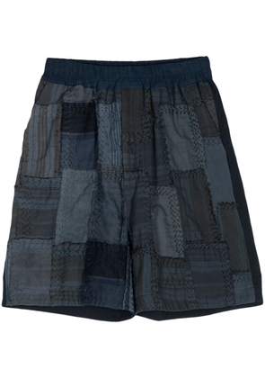 By Walid patchwork cotton bermuda shorts - Blue