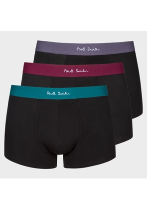 Paul Smith Black Contrast Waistband Organic-Cotton Boxer Briefs Three Pack
