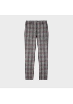 PS Paul Smith Women's Grey Wool-Stretch Check Flannel Trousers Blue