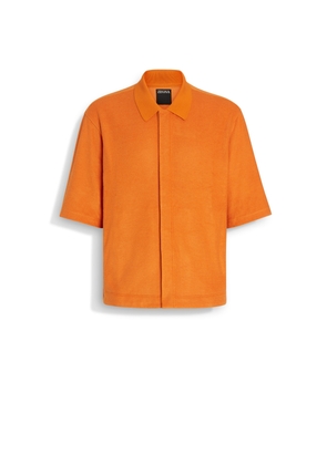 Bright Orange Cotton and Silk Shirt
