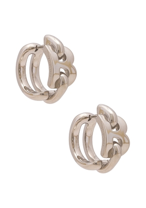 Balenciaga B Chain Hoop Earrings in Shiny Silver - Metallic Silver. Size all.
