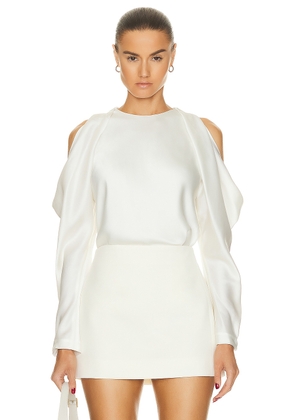 SIMKHAI Marisa Cold Shoulder Top in Ivory - Ivory. Size 8 (also in ).