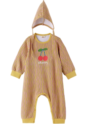 Jellymallow Baby Yellow Wave Jumpsuit & Bonnet Set
