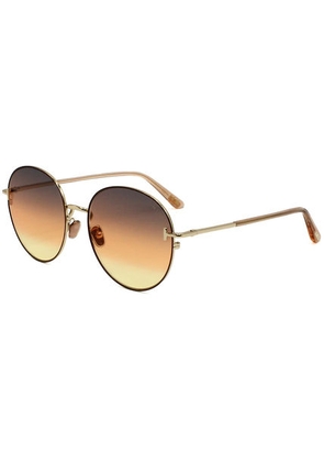 Tom Ford Brown Gold Gradient Round Unisex Sunglasses FT0966-K 48F 58