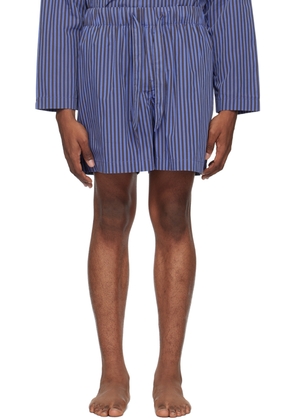 Tekla Brown & Blue Drawstring Pyjama Shorts