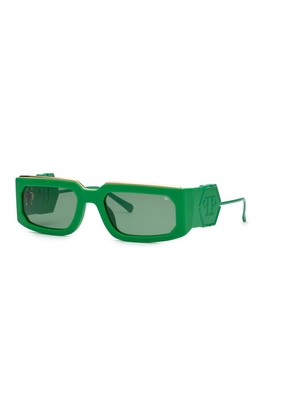 Philipp Plein Green Rectangular Ladies Sunglasses SPP119M 0859 58