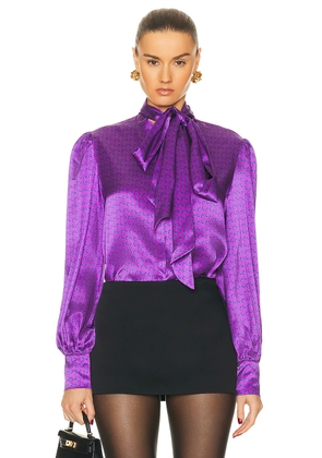 Kiki de Montparnasse Handcuff Pussy Bow Blouse in French Violet Handcuff - Purple. Size XS (also in ).