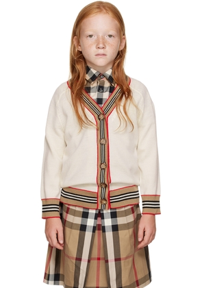 Burberry Kids Off-White Icon Stripe Cardigan