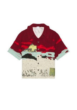 Bottega Veneta Embroidered Intarsio Shirt in Apple Candy & Dove - Red. Size L (also in ).