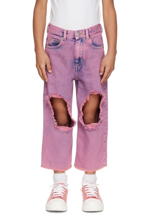MM6 Maison Margiela Kids Pink Distressed Jeans