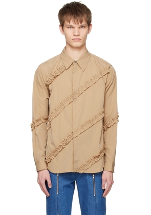 The World Is Your Oyster Khaki Ruffle Shirt