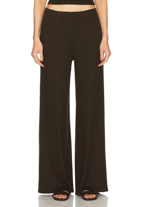 SPRWMN Rib Wide Leg Pant in Americano - Brown. Size S (also in M, XS).