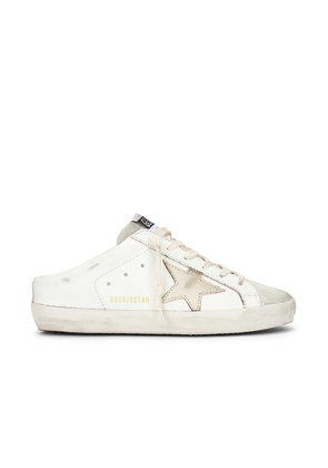 Golden Goose Super Star Sabot Leather Upper Slip On Sneaker in Optic White  Ice  & Platinum - White. Size 35 (also in ).